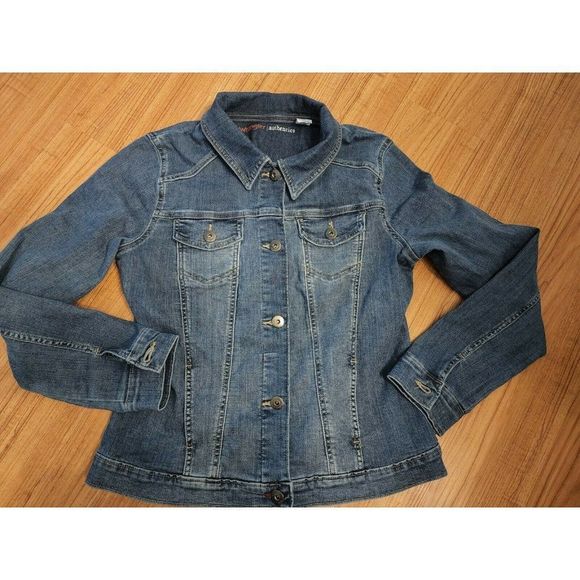 Wrangler Jackets & Blazers - Wrangler Authentics Denim Jean Jack Blue Womens Size Large Cotton Blend